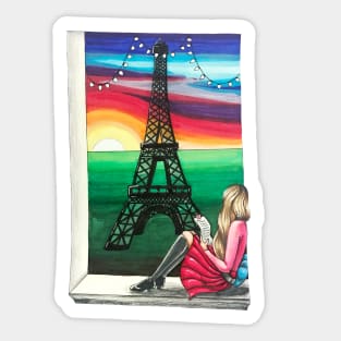 Love letter with a view of the Eiffel Tower Sticker